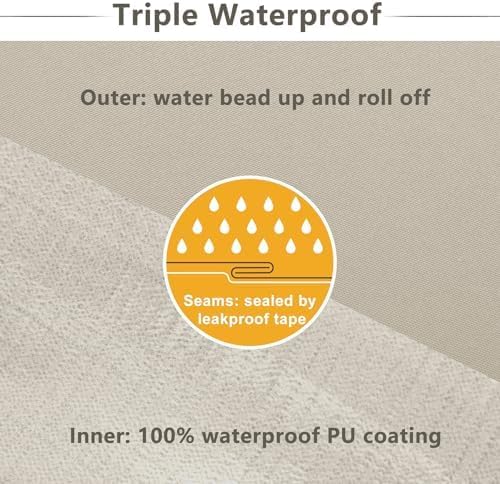 Favoyard Patio Chair Cushions 18 x 18 x 3 Inch Waterproof Outdoor Seat Cushions for Patio Furniture 3-Year Color Fastness Garden Sofa Couch Chair Pads with Handle & Adjustable Straps Set of 2, Beige