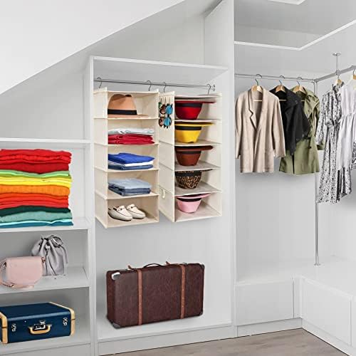 Hat Rack for Closet Organizer and Storage, Fedora Panama Trilby Cowboy Straw Hat Wide Brim Cap Holder, Hanging Organization 10 Shelves Easy to Install (Beige)