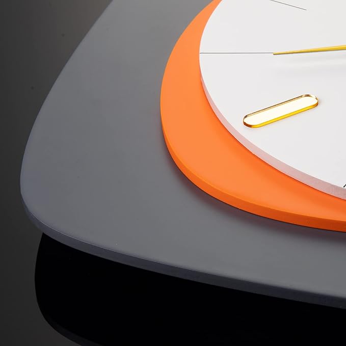 FLEBLE Modern Large Wall Clocks for Living Room Decor Wood Silent Decoration Wall Clock Pendulum Battery Operated Non-Ticking for Kitchen Bedroom Office Home 16 inch Clock Wall Decor for Indoor House