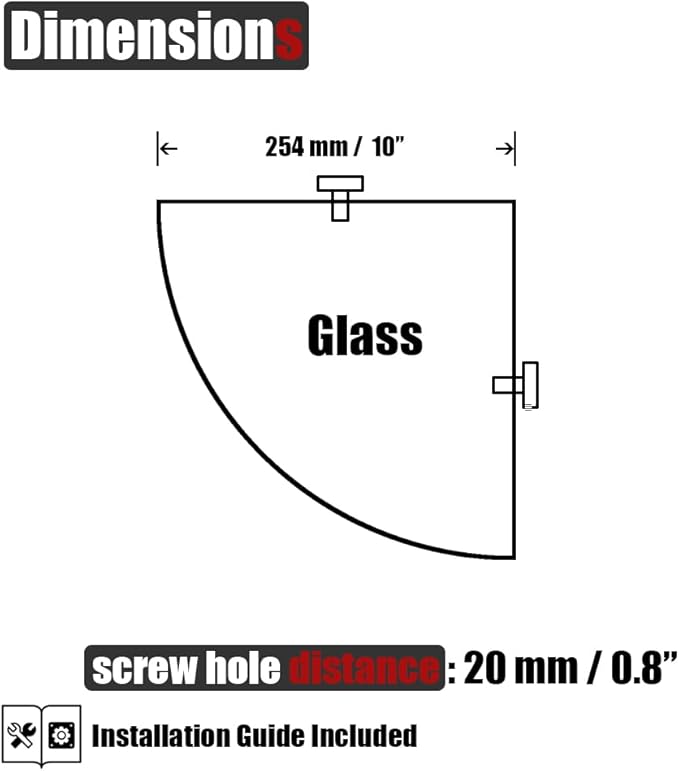 JQK Corner Glass Shelf, Polished Chrome Bathroom 304 Stainless Steel Shower Triangle Floating Wall Shelf, 10 x 10 Tempered Glass, 2 Pack, TGS190L10-CH-P2