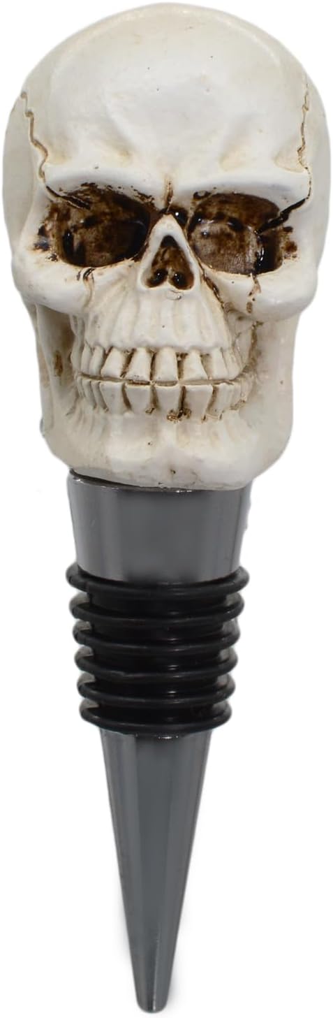 Wine Bottle Stopper Skull Decorative Beverage Wine Cork for Man Housewarming Gift,Christmas,Thanksgiving,White