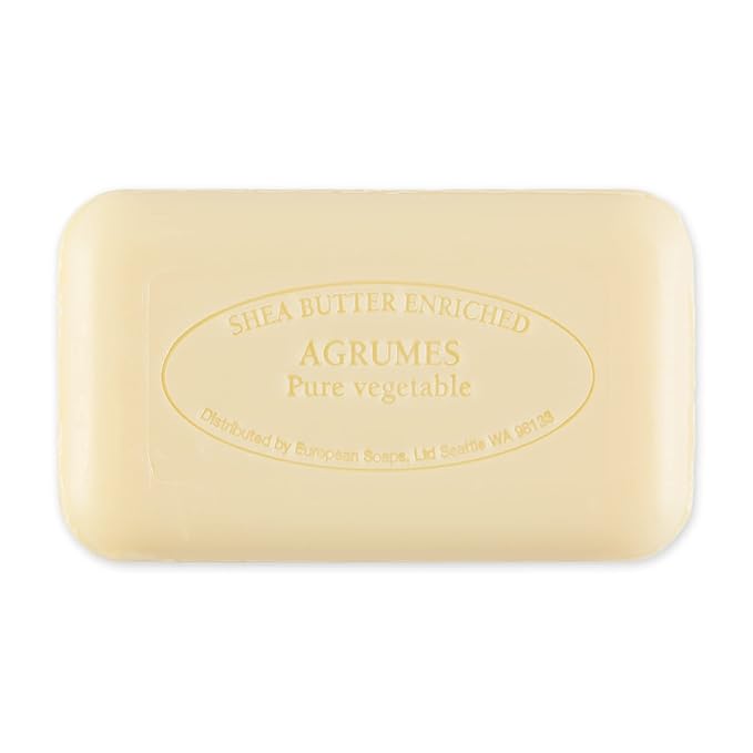 Pre de Provence Artisanal Soap Bar, Natural French Skincare, Enriched with Organic Shea Butter, Quad Milled for Rich, Smooth & Moisturizing Lather, Agrumes, 5.3 Ounce