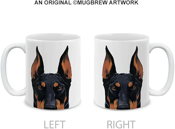 MUGBREW Black Rust Doberman Pinscher Dog Ceramic Coffee Mug Tea Cup, 11 OZ