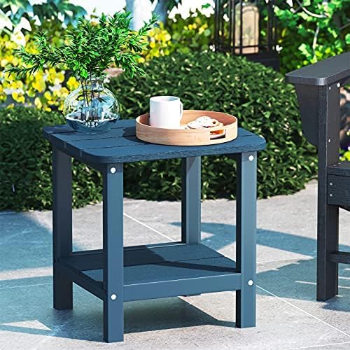 SERWALL Adirondack Table Set of 2, Outdoor Side Table- Blue
