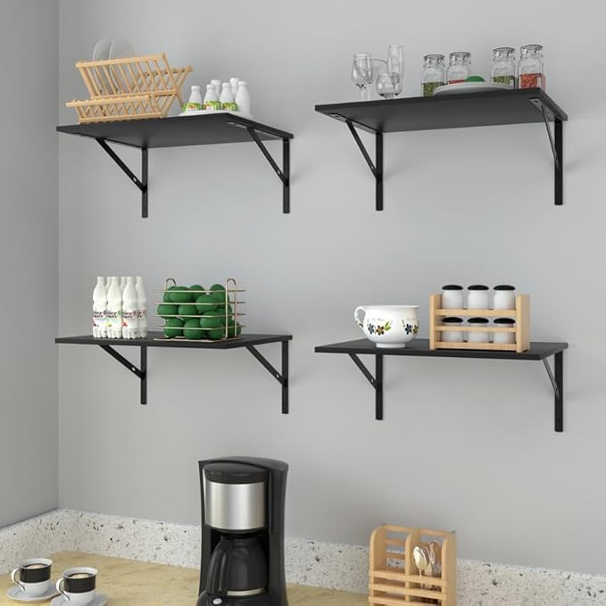 Deep Floating Shelves for Wall, 12 Inch Deep Black Shelves for Bedroom, Large Wall Shelf for Living Room, Kitchen, Bathroom, Laundry Room and Decor Storage