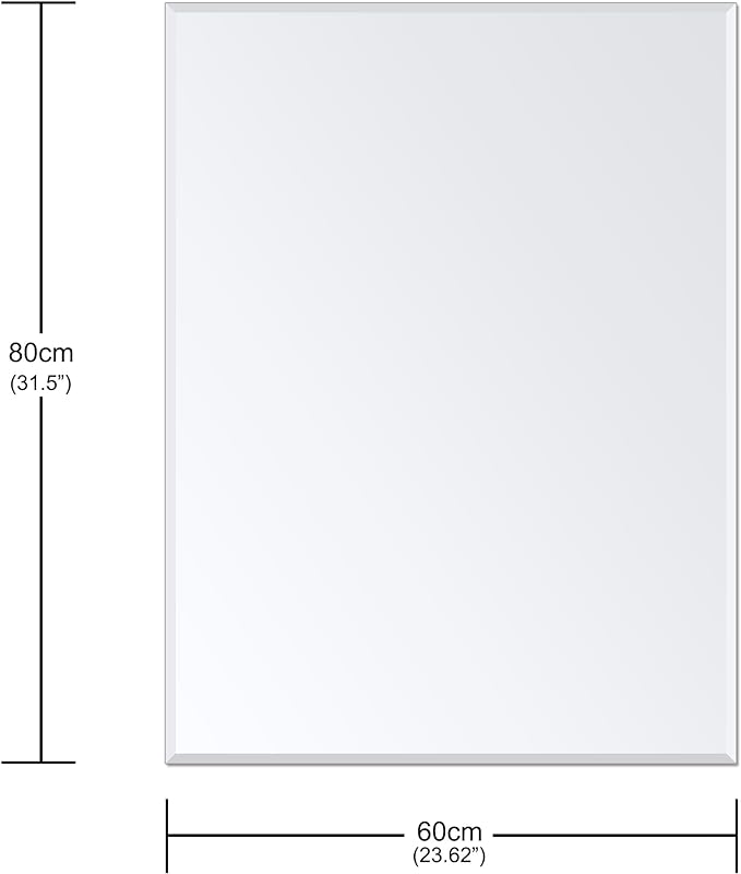 Ruomeng Wall Mirror Beveled Edge Frameless Mirror 24” x 32" Wall Mounted Mirror for Bathroom Vanity and Entryway