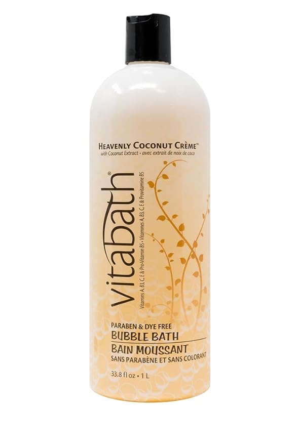 Vitabath Heavenly Coconut Crème Bubble Bath Rich Foaming Bubbly Soak & Relaxing Aromatherapy Moisturizing & Nourishing Indulgent Suds for Women & Men All Skin Types - 33.8 fl oz