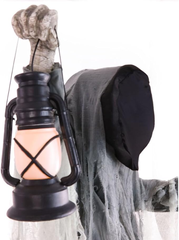 Haunted Hill Farm Motion-Activated Looming Phantom, Plug-in Talking Halloween Animatronic for Standing or Hanging Indoor or Covered Outdoor Creepy Decorations