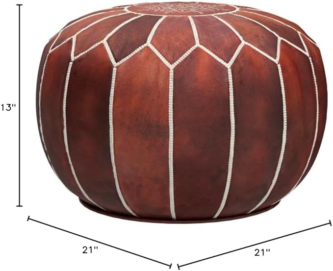 MARRAKESH STYLE Amazing & Beautiful, Original poufs Moroccan Leather Pouf, Natural Leather poufs, Home Gifts, Wedding Gifts, Unstuffed (Dark Brown)