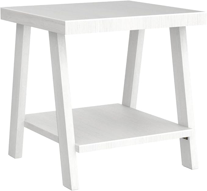 Roundhill Furniture Athens Contemporary Wood Shelf End Table, White