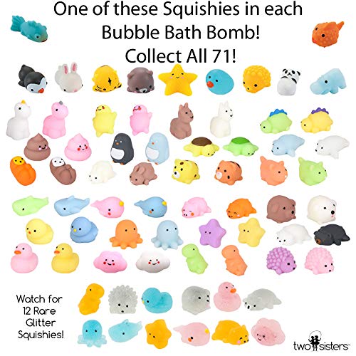 Squishy Bubble Bath Bomb for Kids with Surprise Toy Inside by Two Sisters Spa. Large 99% Natural Fizzy. Moisturizes Dry Sensitive Skin. Releases Color, Scent, and Fizz.