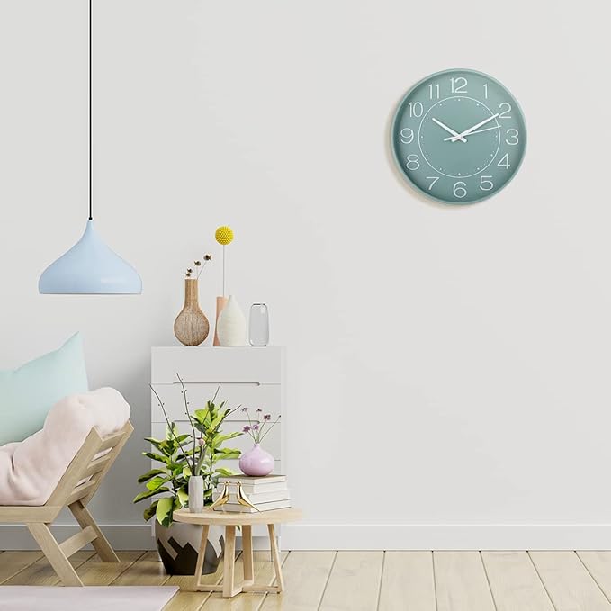 HZDHCLH 10 inch Small Wall Clock, Battery Operated, Silent, Mint Green, Modern Quartz Wall Clock for Living Room, Bedroom, Kitchen, Office, School Classroom Decor