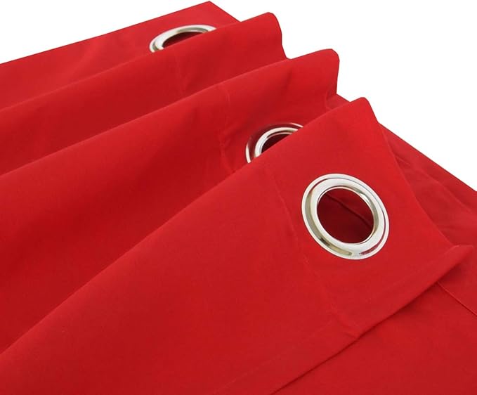 Royal Hotel Bedding Luxor Top Grommet Panels, Heavyweight 100% Cotton Window Treatment Curtains, Solid Red, Set of 2 / Pair, 54Wx96L inches Each