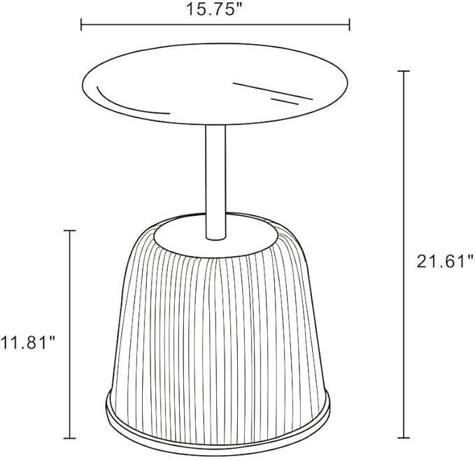 Manhattan Comfort Anderson Modern 15.75" Round End Tables 1.0 - Elegant Leatherette Upholstered Base with Pleated Design & Gold Steel Tabletop, Fully Assembled Accent Furniture, Set of 1, Grey