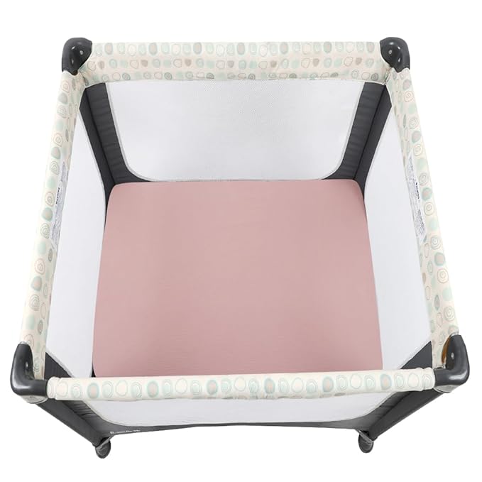 Muslin Square Playard/Playpen Fitted Sheets, Perfect for 36 X 36 Inch Portable Playard Soft 100% Cotton Beige & Blush