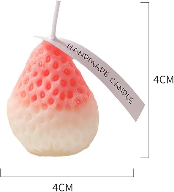 Strawberry Shaped Scented Candle,4PACK 75G Fruit Aroma Soy Wax Decorative Candle for Table Photo Prop Birthday Gift,Prefect for Meditation Stress Relief Mood Boosting Bath Yoga (Pink&White)