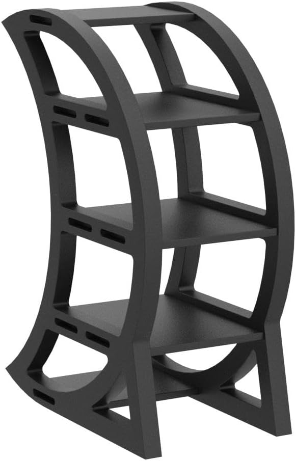 Wooden Crystal Display Shelf - Crystal Holder for Stones and Essential Oil - Black Witchy Decor Crescent Moon Phrase Decorative Shelves for Table Top - Unique Crystal Shelf Display Stand