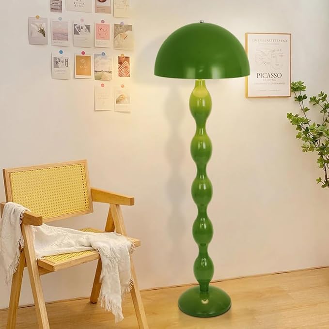 Green Floor Lamp Mushroom Lampshade,Vintage Floorlamp,Unique Lamps for Living Room Bedroom,Retro Tall Standing Lamp for Study,Girl's Room,Office,Apartment,Home Decor,Pretty Lamps Floor,Mid Century
