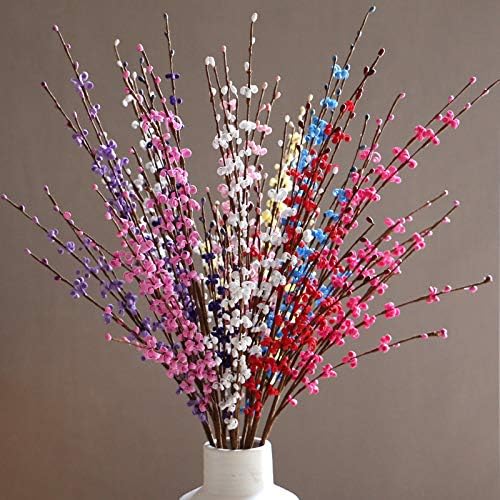 5 Pcs 29.5" Long Jasmine Artificial Flowers Fake Flower Dry Branches for Home Office DIY Floral Art Plant Wedding Table Centerpieces Party Vase Decoration (Macaron Purple)