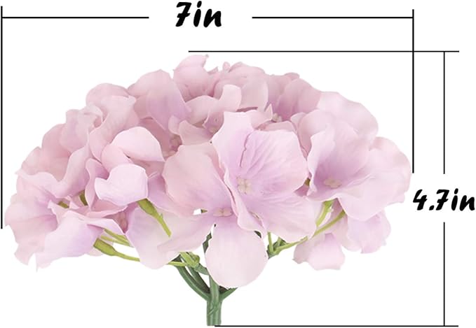 Flojery Silk Hydrangea Heads Artificial Flowers Heads with Stems for Home Wedding Decor,Pack of 10 (Violet)