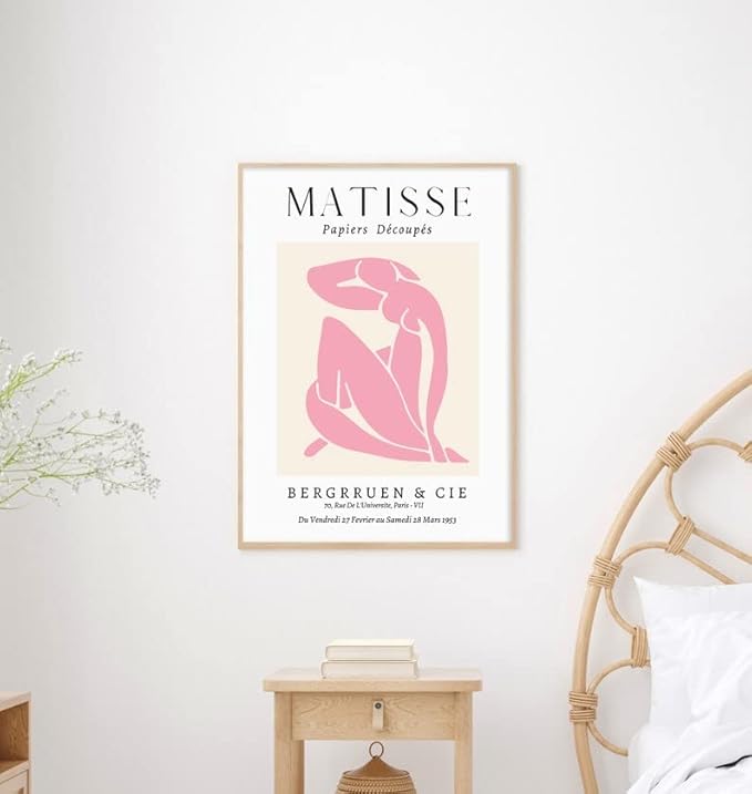 Matisse Art wall Décor Set of 3,Unframed sage Pink wall art,Truly Quality Canvas Prints for 11x14in,Art poster decoration for kitchen, bathroom,living room,bedroom
