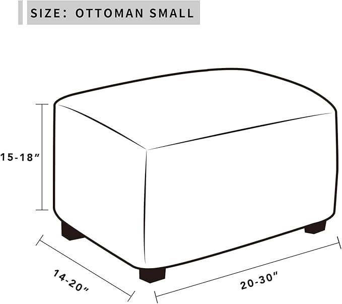 Easy-Going Stretch Ottoman Cover Folding Storage Stool Furniture Protector Soft Rectangle slipcover with Elastic Bottom(Ottoman Small,Natural)