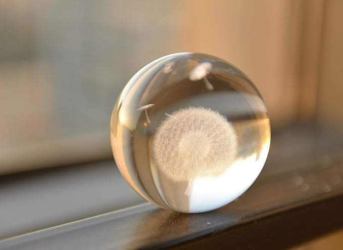Crystal Ball Glass Globe Decor - Crystal Sphere with Stand & Gift Box, Clear Decorative Crystal Globe, 3D Crystal Ball for Home Decor Photography, Gazing Divination Fengshui Meditation, 2.3 inch/60mm