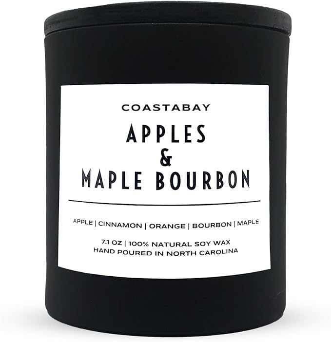 Apples & Maple Bourbon Candle | Natural Soy, Highly Scented Fall Candles, Long Lasting 45 Hour Non-Toxic Burn, Minimalistic & Modern Design, Hand Poured in The USA – 7.1oz