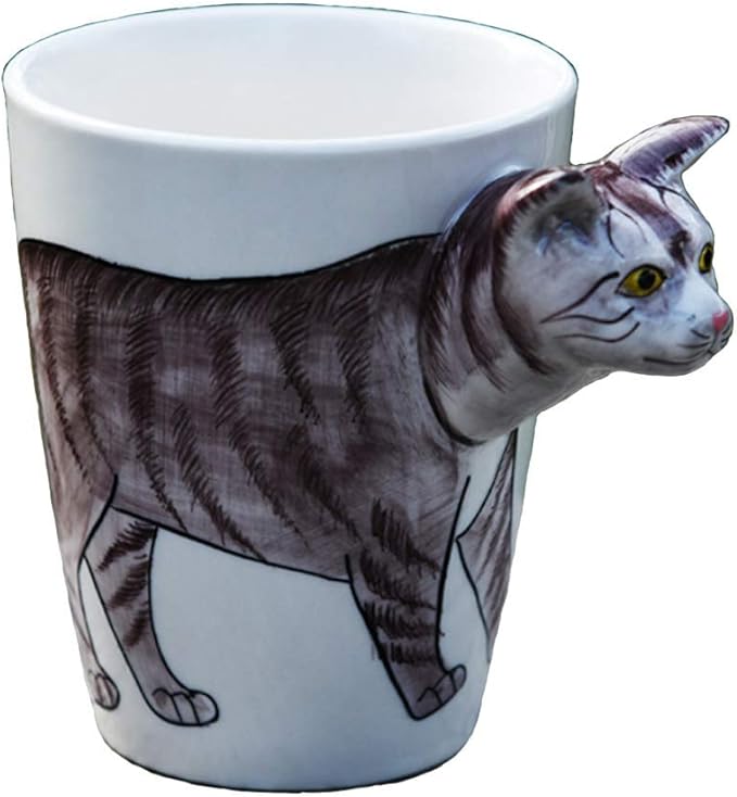 Hand-painted Animals Ceramic Mug (13.66oz) (Leopard Cat)