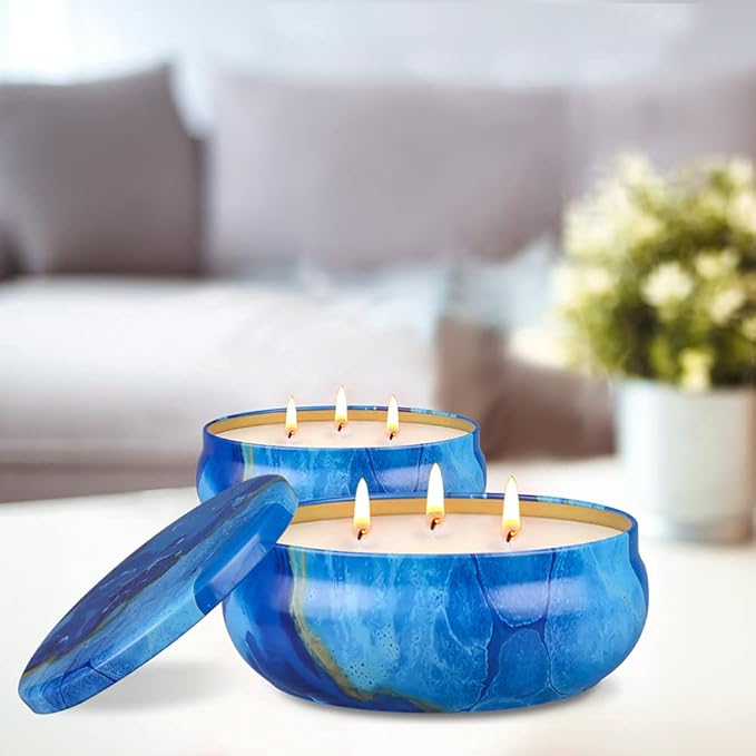 OFUN Large Citronella Candles Outdoor Decorative 55oz, Soy Wax Lemongrass Candle Set 3 Wick, Scented Jar Candle Bulk Up to 240hrs, 3 Pack Summer Camping Candles for Patio Garden Balcony