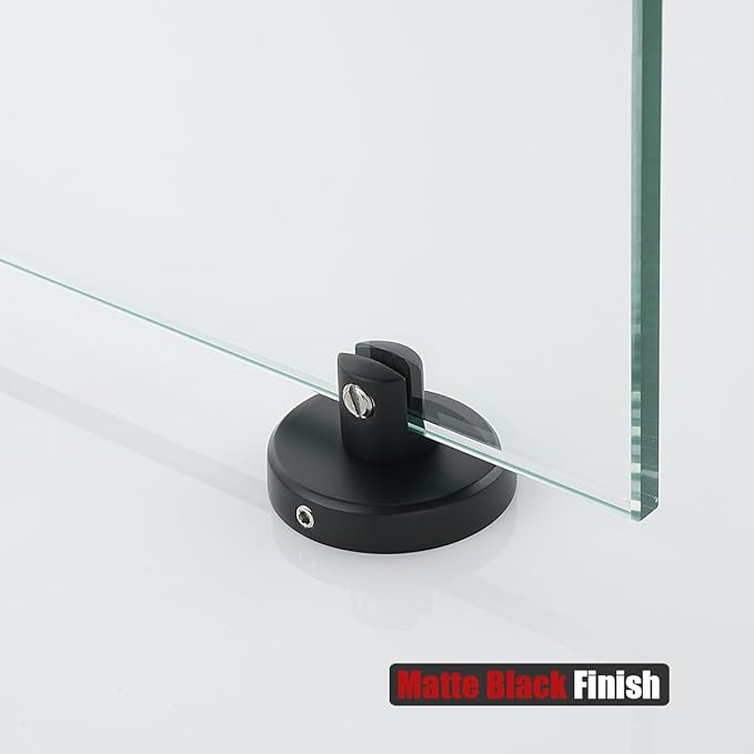 JQK Corner Glass Shelf Black, Bathroom 304 Stainless Steel Shower Triangle Floating Wall Shelf, 10 x 10 Tempered Glass, 2 Pack, TGS190L10-PB-P2