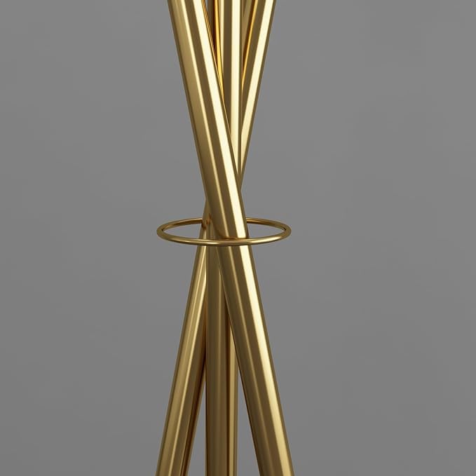 Led Tripod Floor Lamp, Three Colour Dimmable Torch Lamp, Torchiere Floor Lamp for Living Room, Bedroom, Office, Dorm Room - Gold