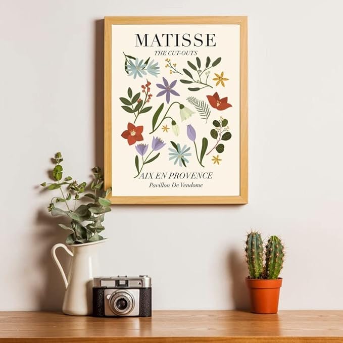 Abstract Matisse Wall Art Decor,Unframed Flower Market Print Posters Set of 3,12x16in Green Quality Canvas Paintings for Home Decoration in Bathroom,Living Room,Bedroom