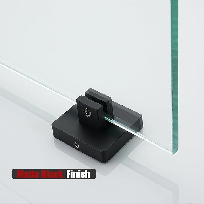 JQK Corner Glass Shelf Black, Bathroom 304 Stainless Steel Shower Triangle Floating Wall Shelf, 10 x 10 Tempered Glass, 2 Pack, TGS290L10-PB-P2