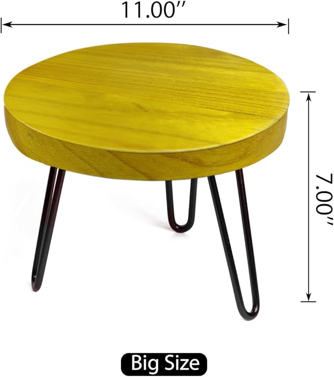 OBTAIN Plant Stand Indoor Outdoor Wood Mid Century Plant Stand for Indoor Plants, Modern Plant Table Round Plant Stool, Boho Rustic Wooden Stool for Plant Pot Hol (L)