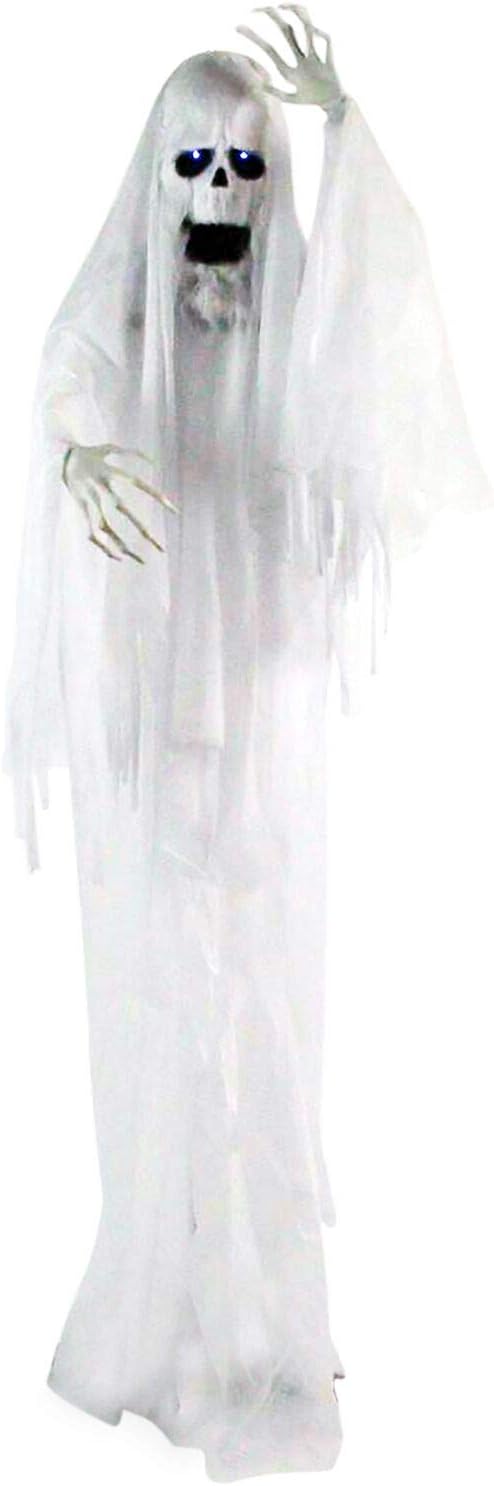 Haunted Hill Farm Life-Size Scary Talking Ghost Animatronic with Touch Activated Lights and Sound, Battery Operated Indoor or Covered Outdoor Decoration, Creepy Halloween Prop