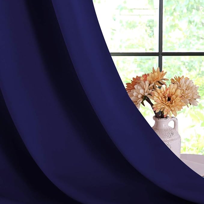 NICETOWN Blackout Curtains for Bedroom, Royal Blue, 42 W by 80 L, Set of 2, Thermal Insulated Curtains & Drapes with Grommet Top for Living Room, Privacy Window Treatment Draperies