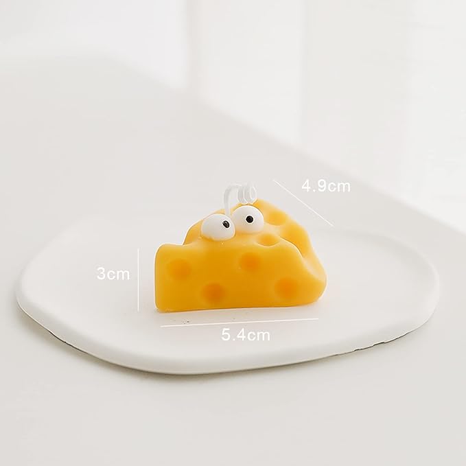 Cute Cheese Shaped Scented Candle,30G Aroma Soy Wax Decorative Candle for Table Photo Prop Birthday Gift,Prefect for Meditation Stress Relief Mood Boosting Bath