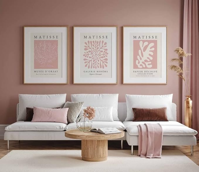 Matisse Art wall Décor Set of 3,Unframed Pink Tree wall art,Truly Quality Canvas Prints for 12x16in,Art poster decoration for kitchen, bathroom,living room,bedroom