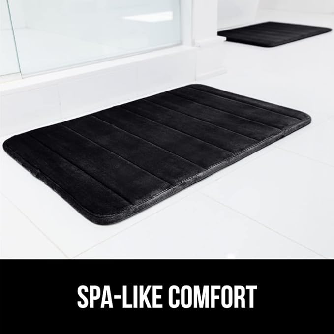 GORILLA GRIP Memory Foam Bath Mat, Soft Absorbent US Designed Bathroom Rug, Gripping Dots Machine Washable Bathmat, Cushioned Floor Mats, Shower Sink Rugs Room Décor Accessories, 30x20 Black