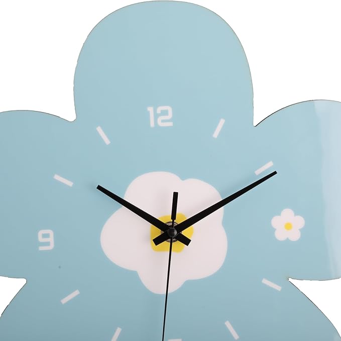 12 Inch Blue Flower Wall Clock Petal Design Wall Clock Silent Non Ticking Clock Creative Clock Quartz Battery Powered Arabic Numerals Decorative Home Living Room Size:33.5 * 29.5CM