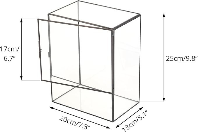 NCYP Close Glass Terrarium with Door - 7.8 x 5.1 x 9.8 Inches Geometric Landscape Clear Planter for Succulent Plants - Indoor Tabletop Centerpiece, Garden Decor (Terrarium Only)
