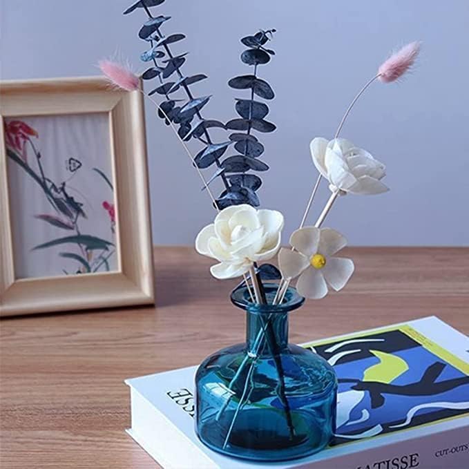 1PCS Glass Diffuser Bottle Aromatherapy Jar Container Fragrance Essential Oil Reed Diffusers Bottle for DIY Replacement Reed Diffuser Sticks Set Home Fragrance Accessories (Dark Blue)