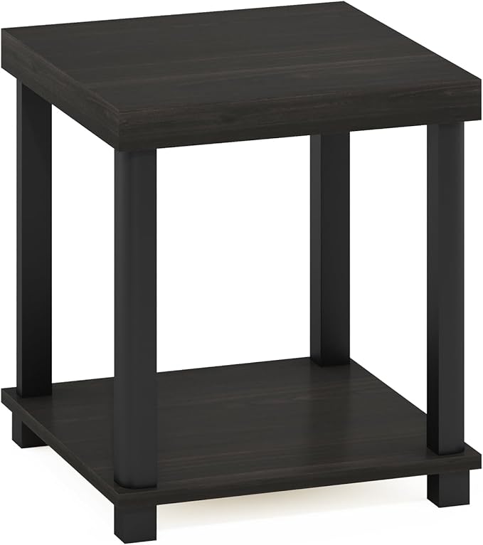 Furinno Turn-N-Tube Classic 2-Tier End Table, Side Table, Espresso/Black