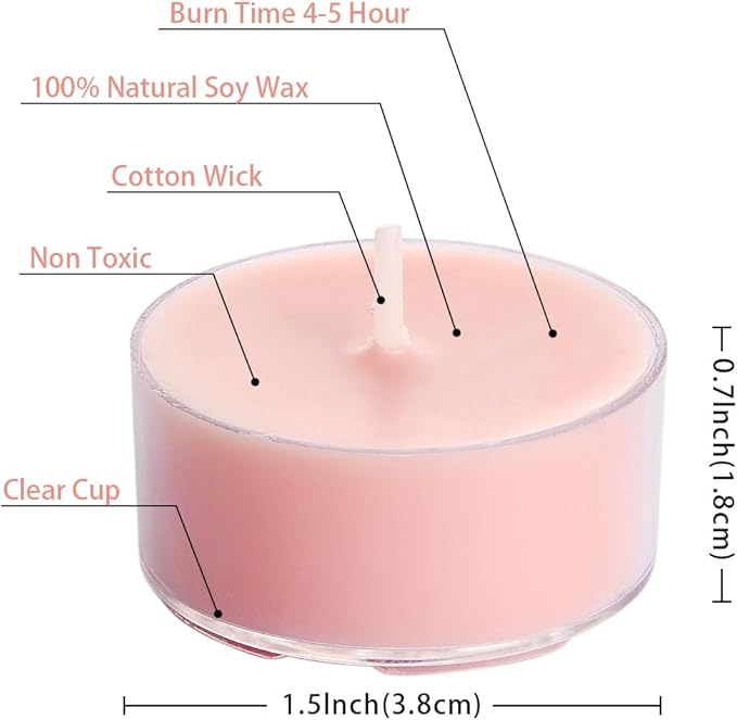DEYBBY Natural Hibiscus Orchid Scented Soy Wax Tealight Candles Bulk, Aromatherapy Luxury Tea Candle Set of 12-4 Hour Burning Great Gift