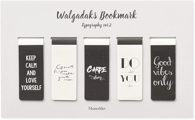 Monolike Magnetic Bookmarks Typography ver.2, Set of 5
