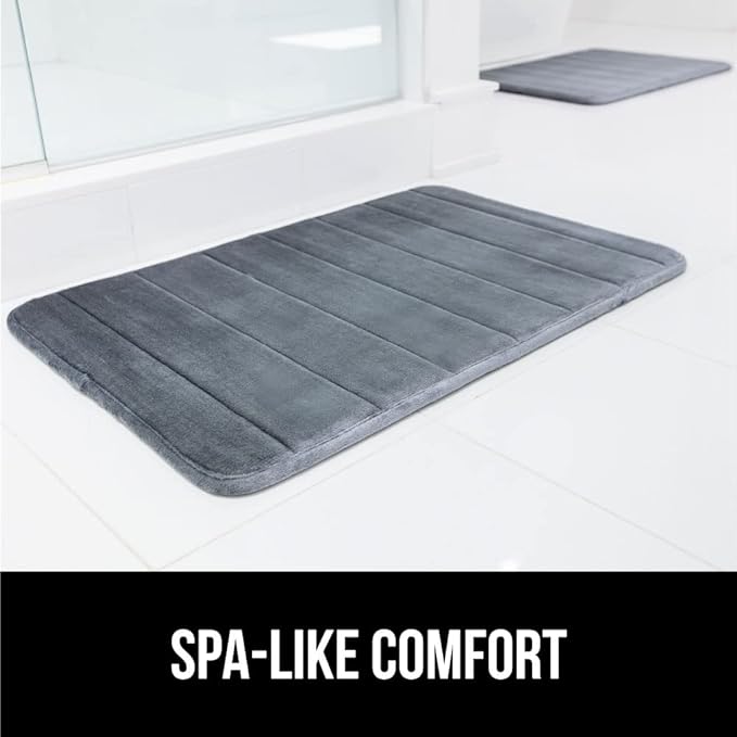 GORILLA GRIP Memory Foam Bath Mat, Soft Absorbent US Designed Bathroom Rug, Gripping Dots Machine Washable Bathmat, Cushioned Floor Mats, Shower Sink Rugs Room Décor Accessories, 30x20 Graphite Gray