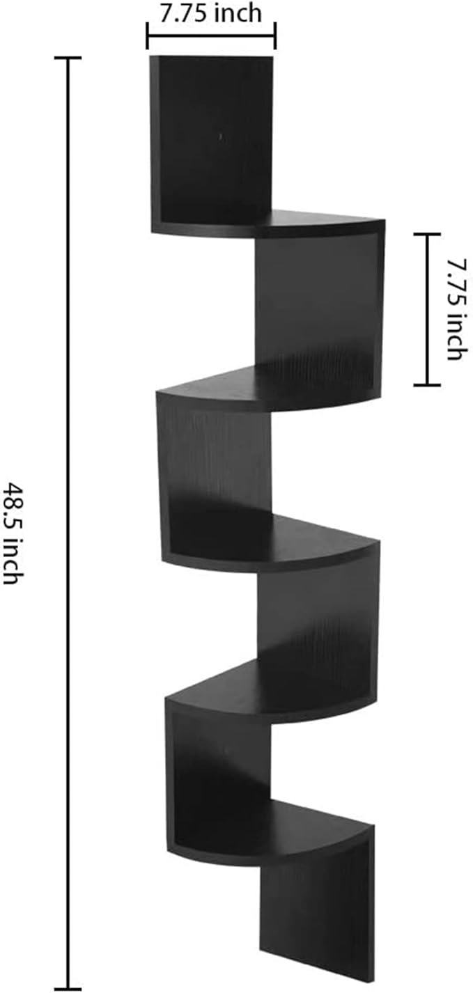 AZL1 Life Concept 5 Tier Shelves for Wall Storage, Easy-to-Assemble Floating Wall Mount Shelves for Offices, Bedrooms, Bathrooms, Kitchens, Living Rooms and Dorm Rooms