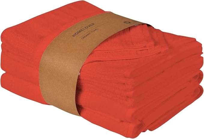 HOMELOVER 6 Piece Towel Set - 100% Organic Cotton, 2 Bath Towels, 2 Hand Towels, 2 Washcloths - 500 GSM, Hotel & Spa Quality, Soft, Quick Dry, Highly Absorbent Bathroom Essentials (Coral Orange)