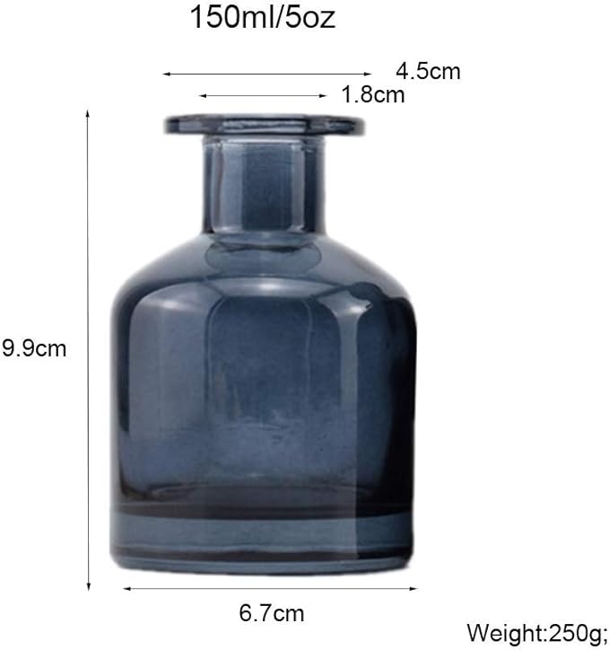 1PCS 150ml/5oz Empty Refillable Glass Diffuser Bottle Diffuser Jars Aromatherapy Storage Container Fragrance Accessories Use for DIY Replacement Reed Diffuser Sticks Crafts Decor (Blue)